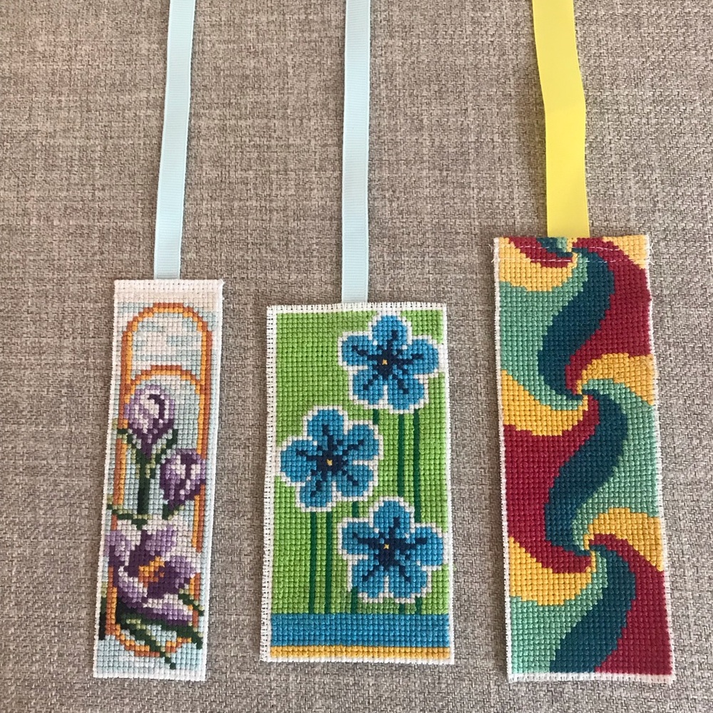 Handmade Cross Stitched Bookmarks Set Of 3